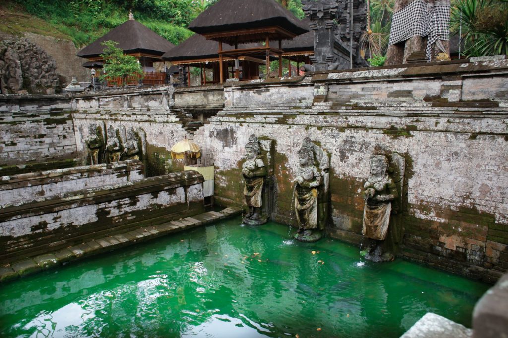 Goa Gajah Elephant Cave Bali Bathing Pool Hindu Statues