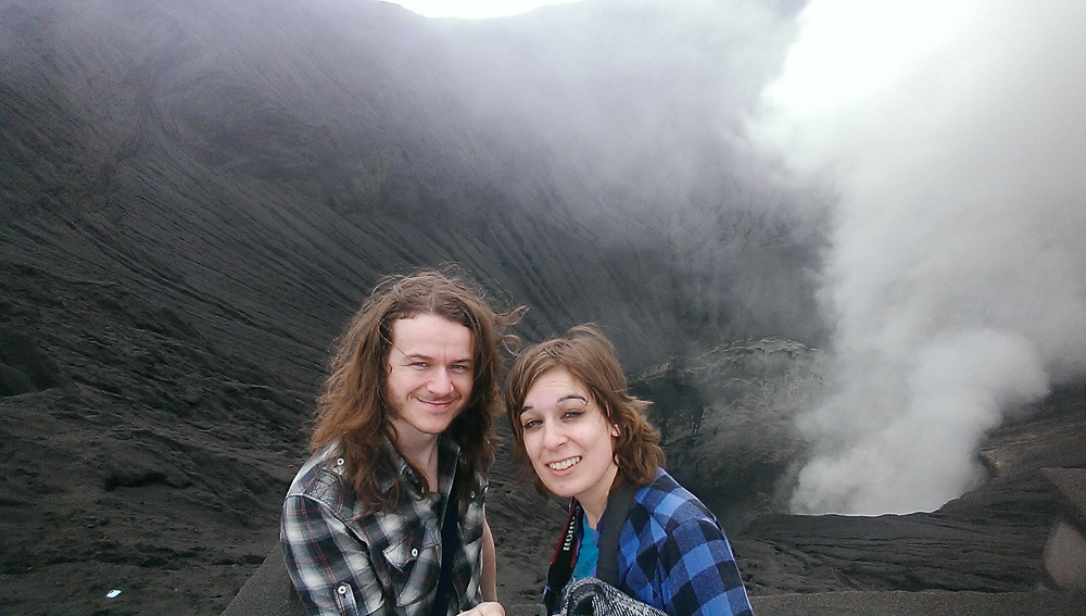 Mount Bromo Volcano Crater Selfie Java Indonesia