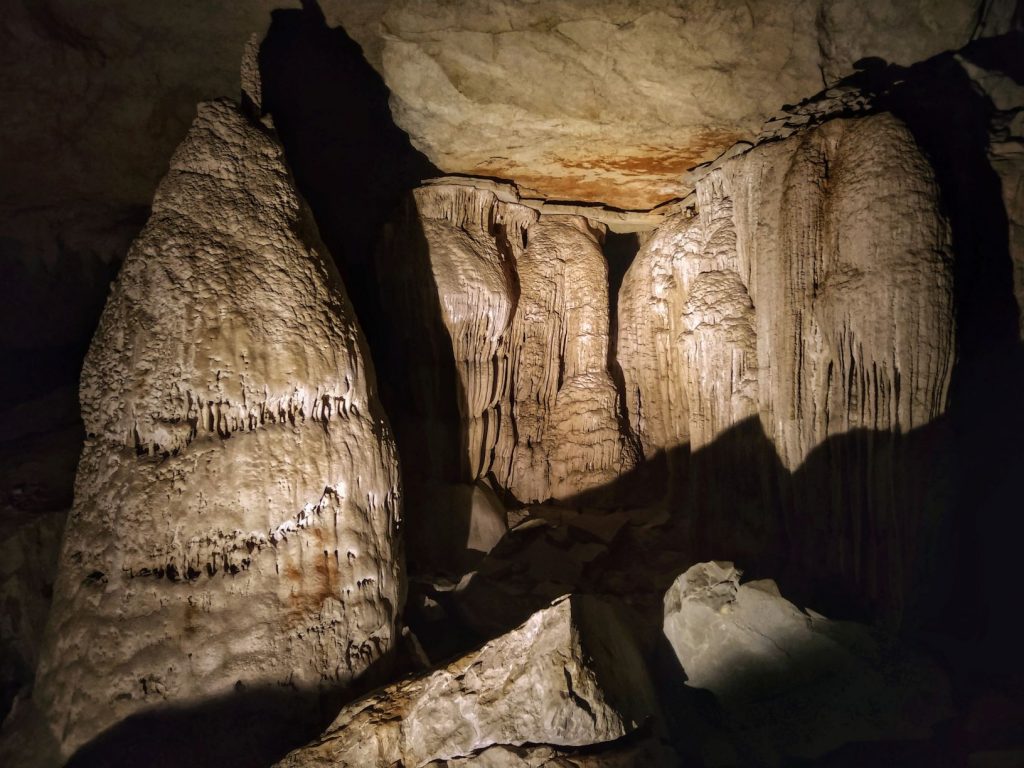 Stalagmites in a cave