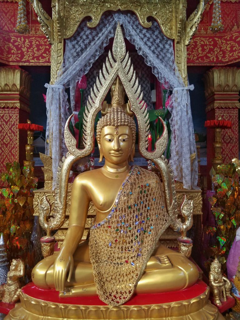 Decorated Golden Buddha in Laos Temple