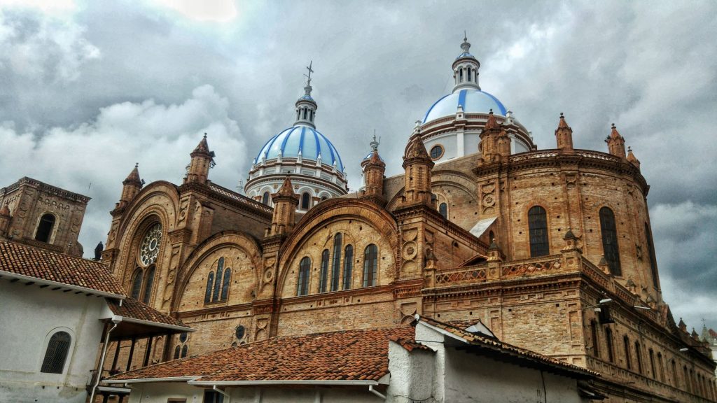 Blue dome Cathedral in Cuenca Ecuador