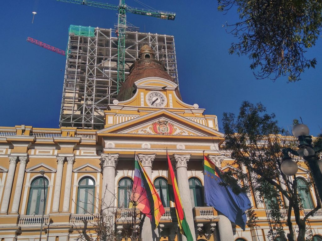 La Paz Bolivia Congress Clock in Reverse
